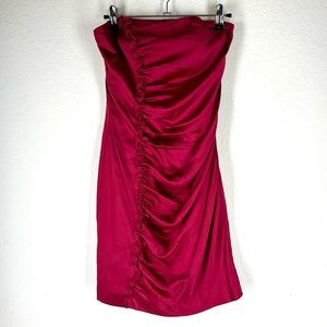 EXPRESS Vintage Silk Strapless Mini Bodycon Red Dress size 0
